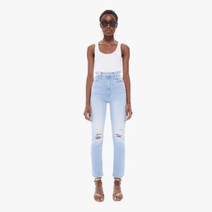 Mother Denim | High Waisted Rider Ankle Fray in Island Afterhours | Size 29
